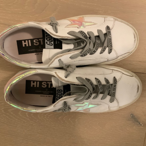 Golden Goose Size 37 Net-A-Porter Exclusive Iridescent Hi Star - Picture 5 of 8